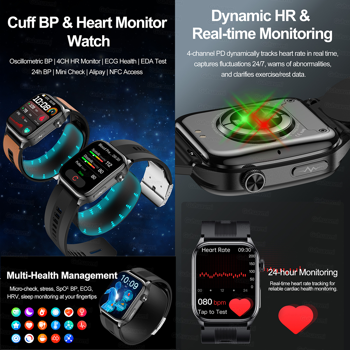 Sapphire Smartwatch AMOLED Scr - Fall Detection Watch avaliação e preço