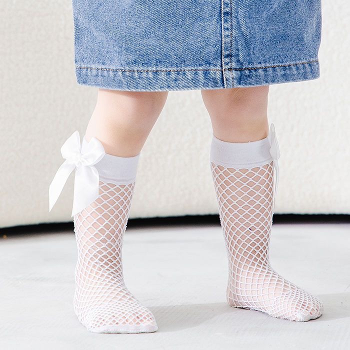 New Children Girls Bow Fishnet - Baby Sock Oximeter avaliação e preço