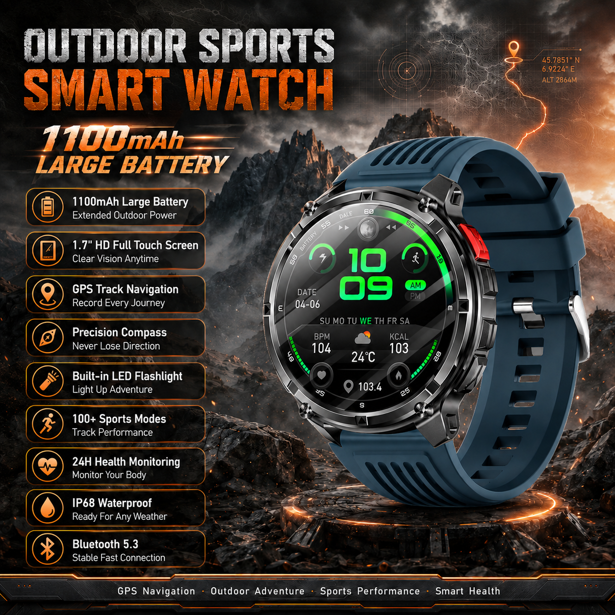 Smart Watch IP68 Waterproof Al - Breath Rate Monitor avaliação e preço