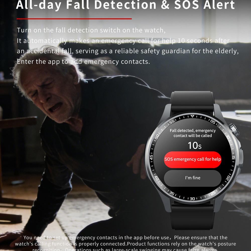 Men Smart Watch All Day Fall D - Fall Detection Watch avaliação e preço