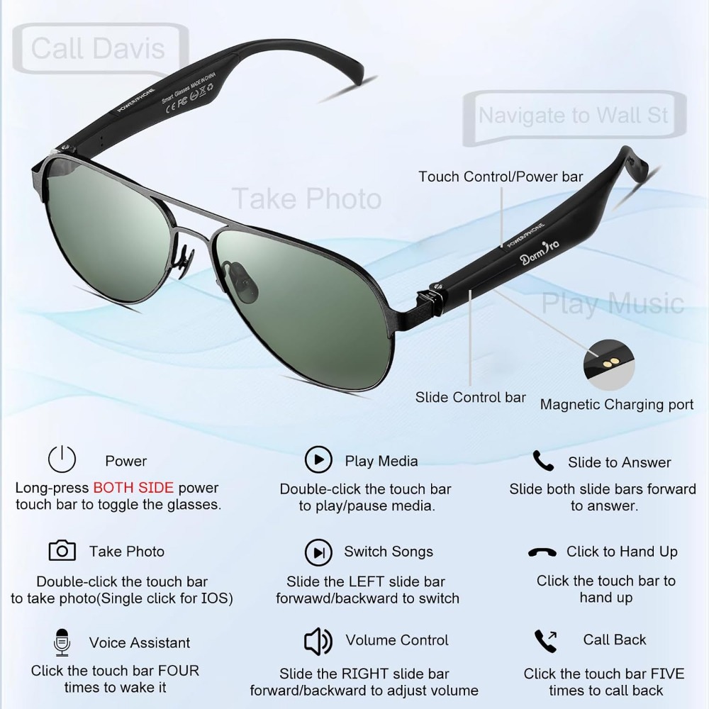 Men's Smart Glasses with 12H B - Smart Glasses Lens avaliação e preço