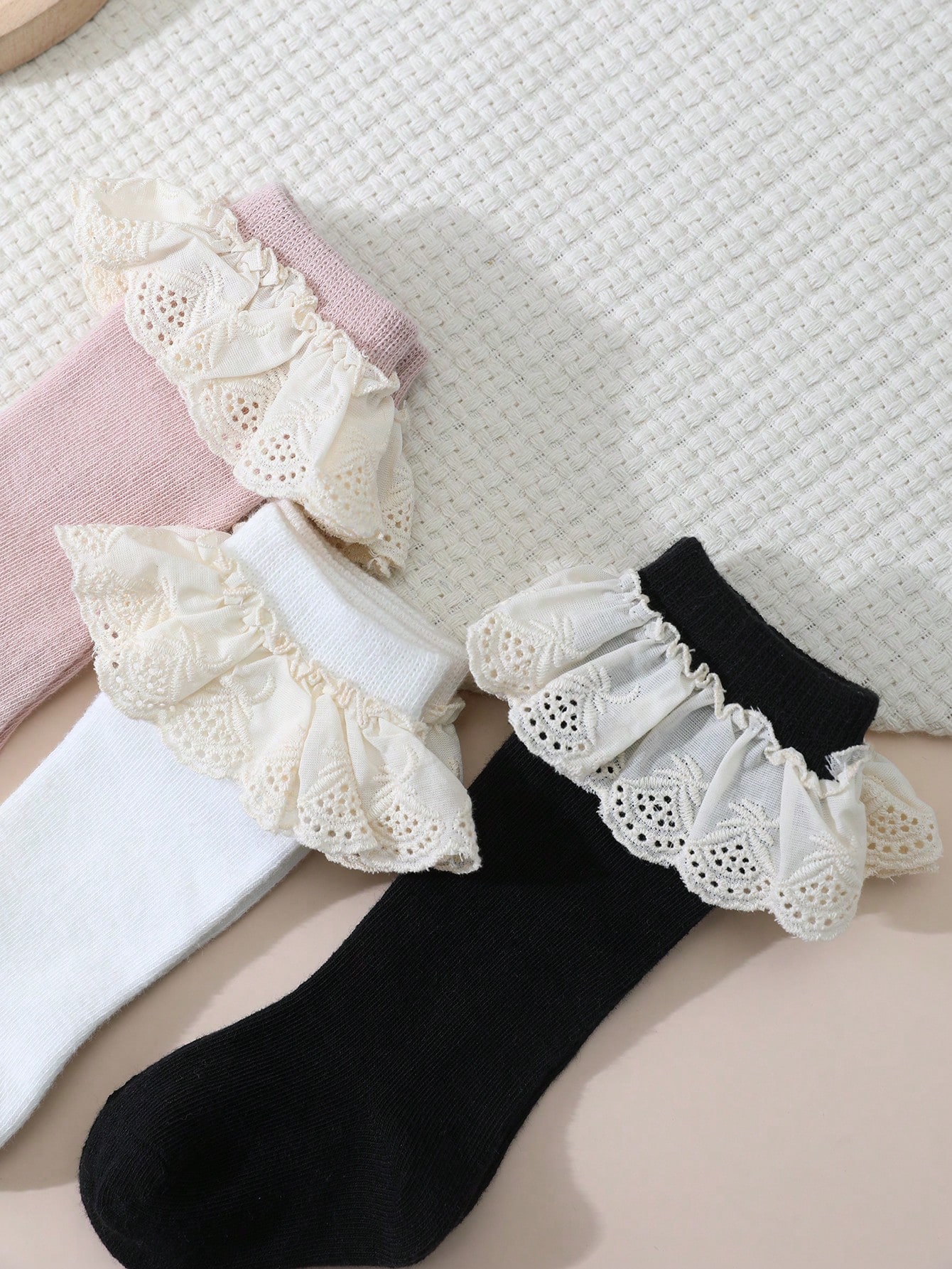 3Pairs Toddler Girls Lace Ruff - Baby Sock Oximeter avaliação e preço