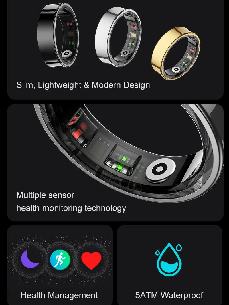 2026 Smart Ring R09 5ATM Water - Temperature Ring Skin avaliação e preço